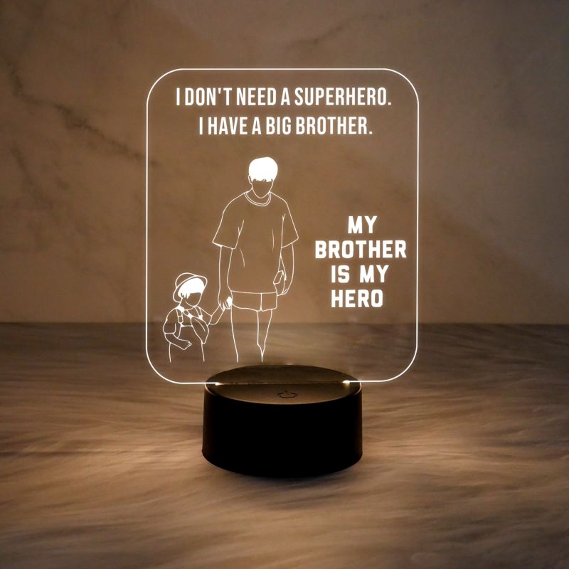 My Brother is My Hero Led Night Lamp Best Gift for Bhai | World Best Brother Gift